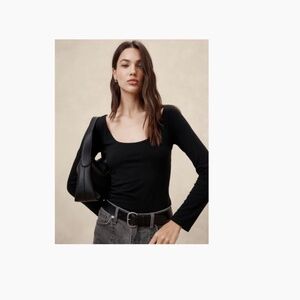 Banana Republic Soft Stretch Scoop Neck Long sleeve - Black - Size XL